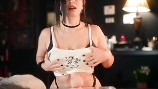 Big Titty Goth Slut Sucking and Titty Fucking with new toy