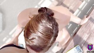 Busty Latina gets convinced to suck and fuck on the rooftop