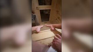 Hot Italian guy masturbates in sauna and gets his dick sucked