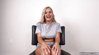 The girl with big natural boobs knows what to do