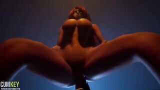 Busty woman has sex with a big cock monster in a wild scene
