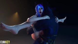 Furry Cat Girl gets her pussy filled with cum by a huge dick of a werewolf