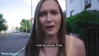 Czech beauty Stacy Cruz gets her perfect boobs out for cash in public