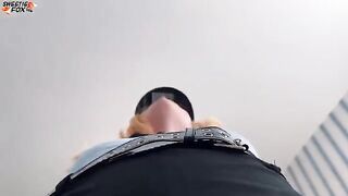 The girl arranged a surprise for the guy and sat on his face in a police uniform