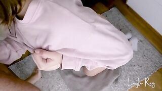 A cute petite stepsister gets her pussy filled with cum and has to pull up her wet panties
