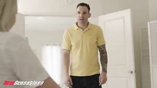 Young babe fucks her father's boss in a steamy work encounter