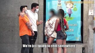 Two hot Mexican teens caught at the bus stop for fun