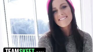 Whitney Westgate, with striking blue eyes, gets her neighbor's cock wet in a steamy scene