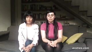 Two hot lesbians have a passionate sex session with a strapon dildo