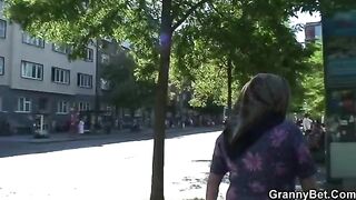 Hot grandma with freckles and big tits gets her pussy railed