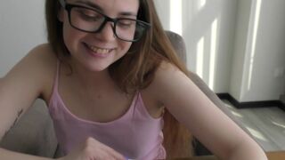The bookworm girl with bad habits is having fun with a nice guy