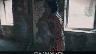 The girl was kissed by a stranger in a risky spot