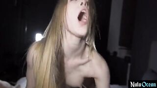 Skinny teen gets her tight pussy railed hard without mercy