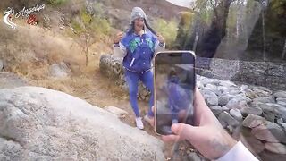 Nature blowjob after photo shooting with young tourists - AnGelya.G
