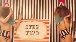 The clowns are having fun with Riley, Ryan, and Ruby in this playful scene
