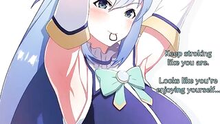 The ass of the goddess Aqua from Konosuba is worshipped