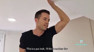 The air technician left his cum on my ass with a view
