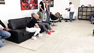 Monika Fox is fucked by 7 guys in a hardcore gangbang