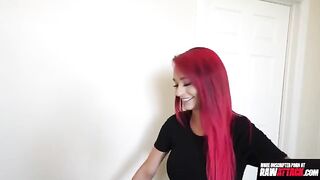 Tattooed slut Demi Rhoades gets her pussy railed on camera