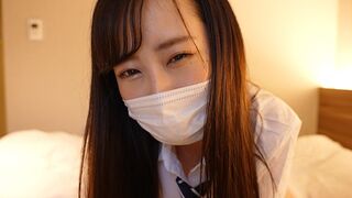 A girl in a sailor suit masturbates the guy’s cock