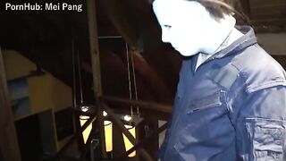 The guy in the suit of a monster forced the girl to have sex with him