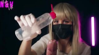 A crazy nurse in sexy latex will bring you to the 2nd orgasm