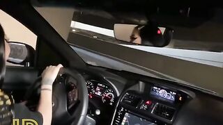 Slutty girl makes a deep blowjob in the car parking lot