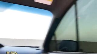 Slutty girl makes a deep blowjob in the car parking lot
