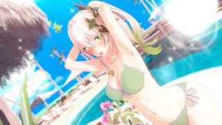 The beautiful girl is going to fuck with a guy in the style of Genshin Impact