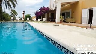 Little Caprice tried to suck cock of a stranger in the pool