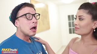 British Indian girl masturbates and cum on her glasses, then sucks it