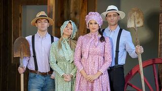 Hot mature moms Penny Barber and Pristine Edge seduced their Amish stepsons to fuck