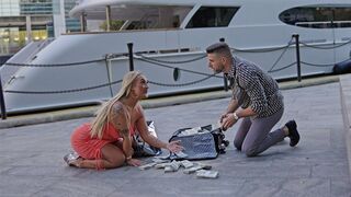 Hot British PAWG gets all excited when she sees a million dollars to fuck a stranger