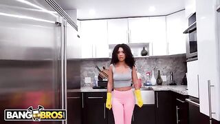 The lovely housekeeper, Luna, with her stunning slim figure and captivating black hair, got fucked hard