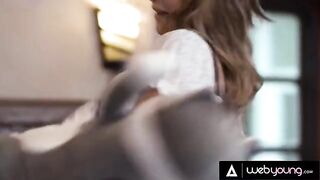 A busty blonde and her friend are having a pillow fight with their roommate