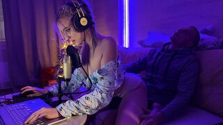 The babe was caught playing a video game, so the stepmom decided to join in