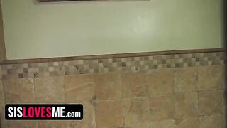 Pervert guy caught step sister Natalie Porkman wanking her pussy
