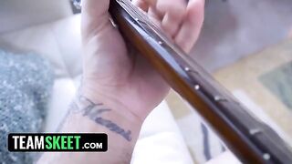 Two step sisters Demi Sutra and Evelin Stone share a boyfriend's big cock