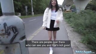 A petite British brunette nearly got run over by a taxi and had sex