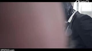 Cheating husband punished by dominating Little Caprice