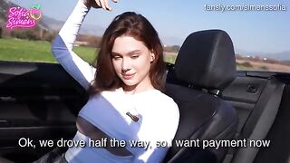 Naughty girl has sex in the car to earn some money
