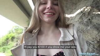 Long haired Ukrainian girl has sex with stranger outdoors