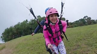 Squirting orgasm while paragliding at 2200 m above the sea, an extreme thrill