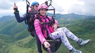 Squirting orgasm while paragliding at 2200 m above the sea, an extreme thrill
