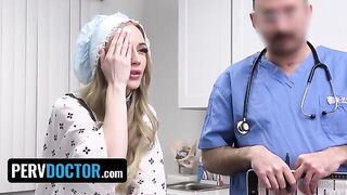 Religious teen Emma Starletto gets medical check after intense action in the office