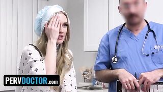 Religious teen Emma Starletto gets medical check after intense action in the office