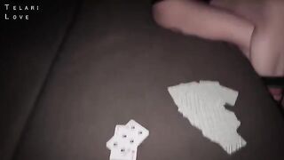 A man played cards with his girlfriend and fucked her tits