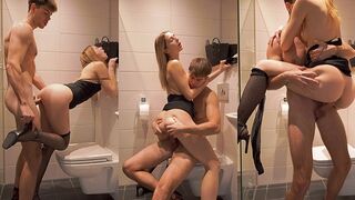 Pervert dude fucked his stepsister in the bathroom with mini dress and stockings