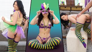 Petite teen Lulu Chu fucked hard on Mardi Gras celebration