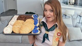 The Girl Scout is motivated and fucks with a guy’s huge cock in POV